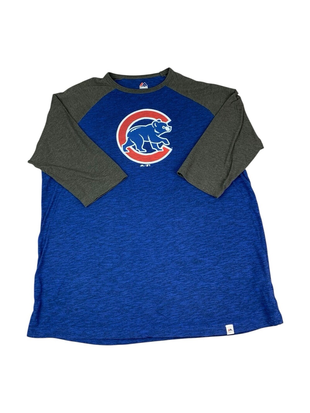 Chicago Cubs 3/4 Sleeve Tee Shirt, Blue, Majestic, Men’s Size Large
